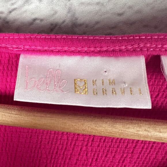 Belle by Kim Gravel Womens L Barbiecore Preppy Colorful Half Zip Tunic Top Pink - Picture 7 of 12